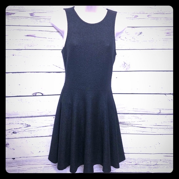 2B Bebe Fit And Flare Textured Y2K Little Black Skater Dress - Picture 1 of 8